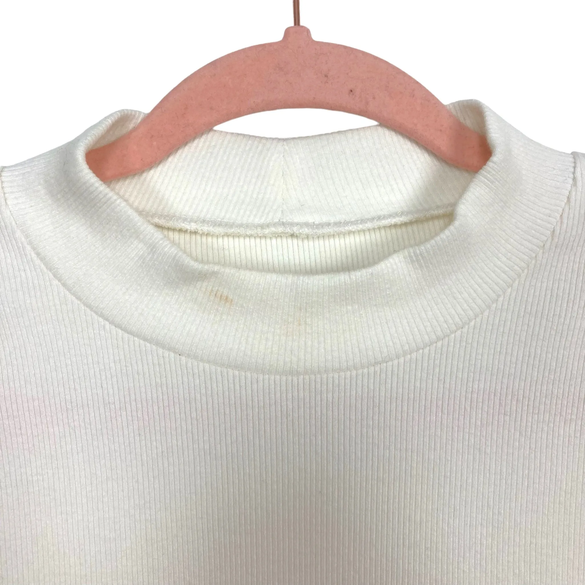 Abercrombie & Fitch Ivory Ribbed Knit Mock Neck Top- Size XL (see notes)