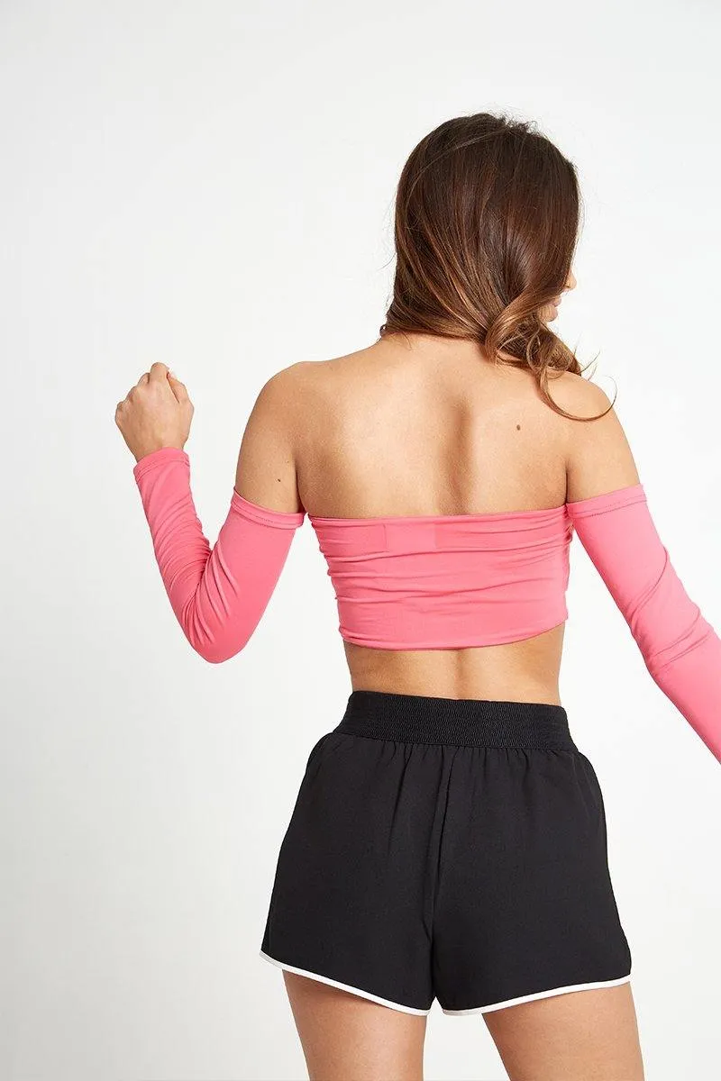 Bardot Crop Top in Pink