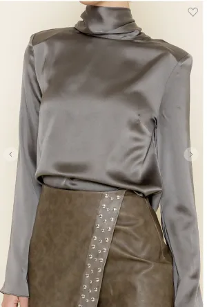 Classy Bow Mock Neck Boxy L/S Blouse