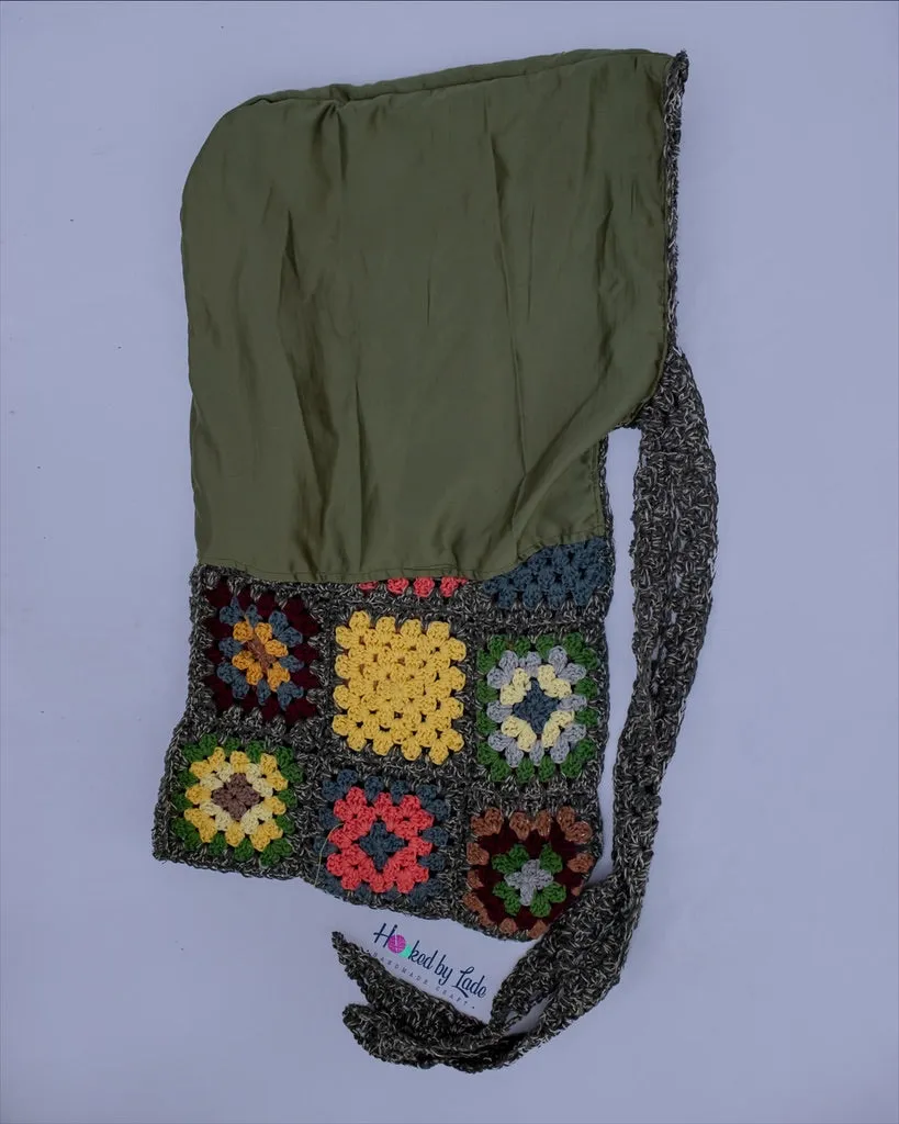 'Gèlè' Crochet Durag in Army Green Garden