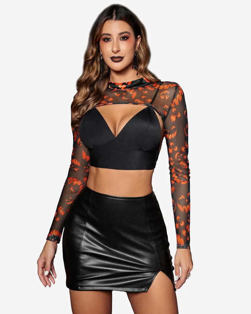 Mock Neck Long Sleeve Crop Top