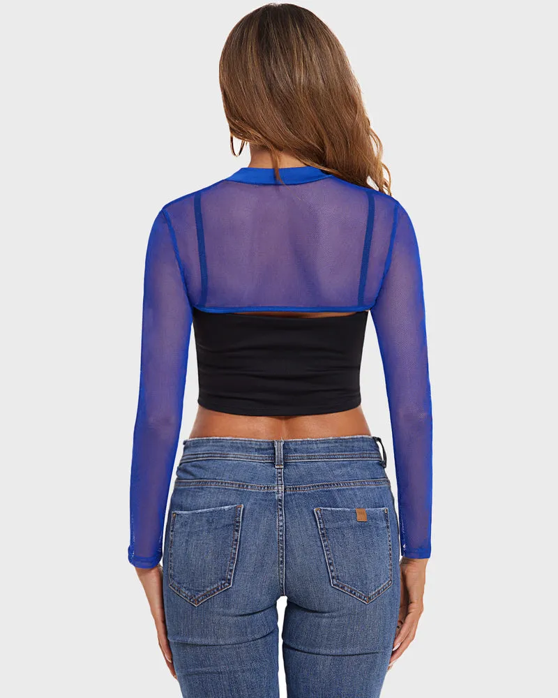 Mock Neck Long Sleeve Crop Top