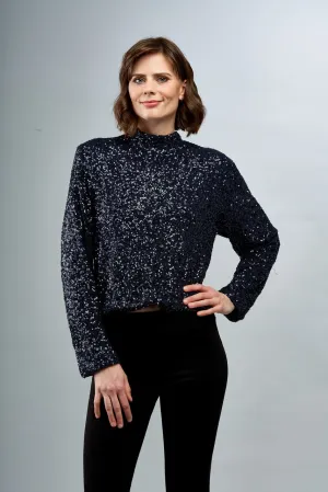 Sequin Mock Neck Top