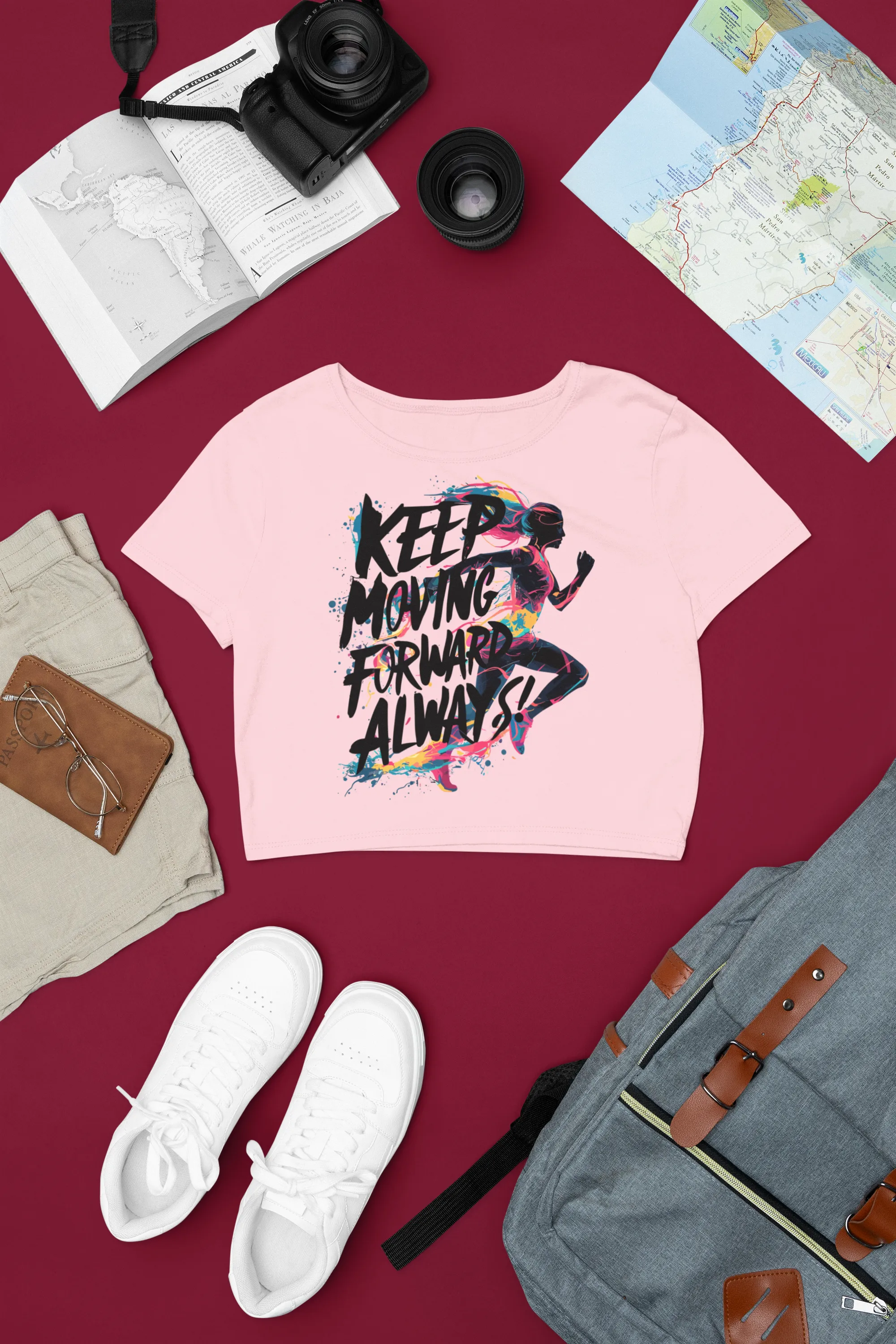 Step Forward, Stay Fierce, Keep Moving Graphic Crop Top