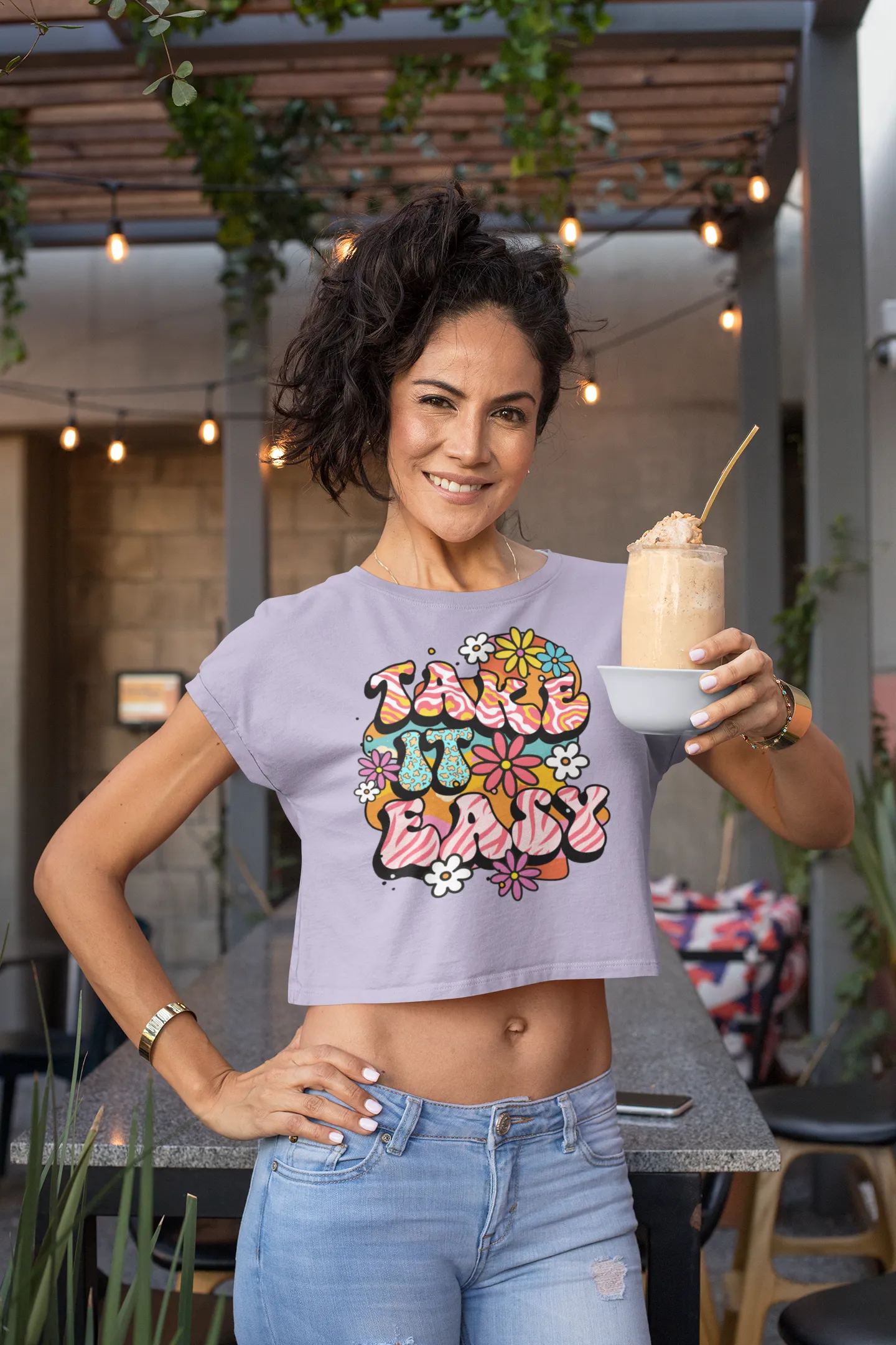 Take It Easy – Chill & Stylish Graphic Crop Top
