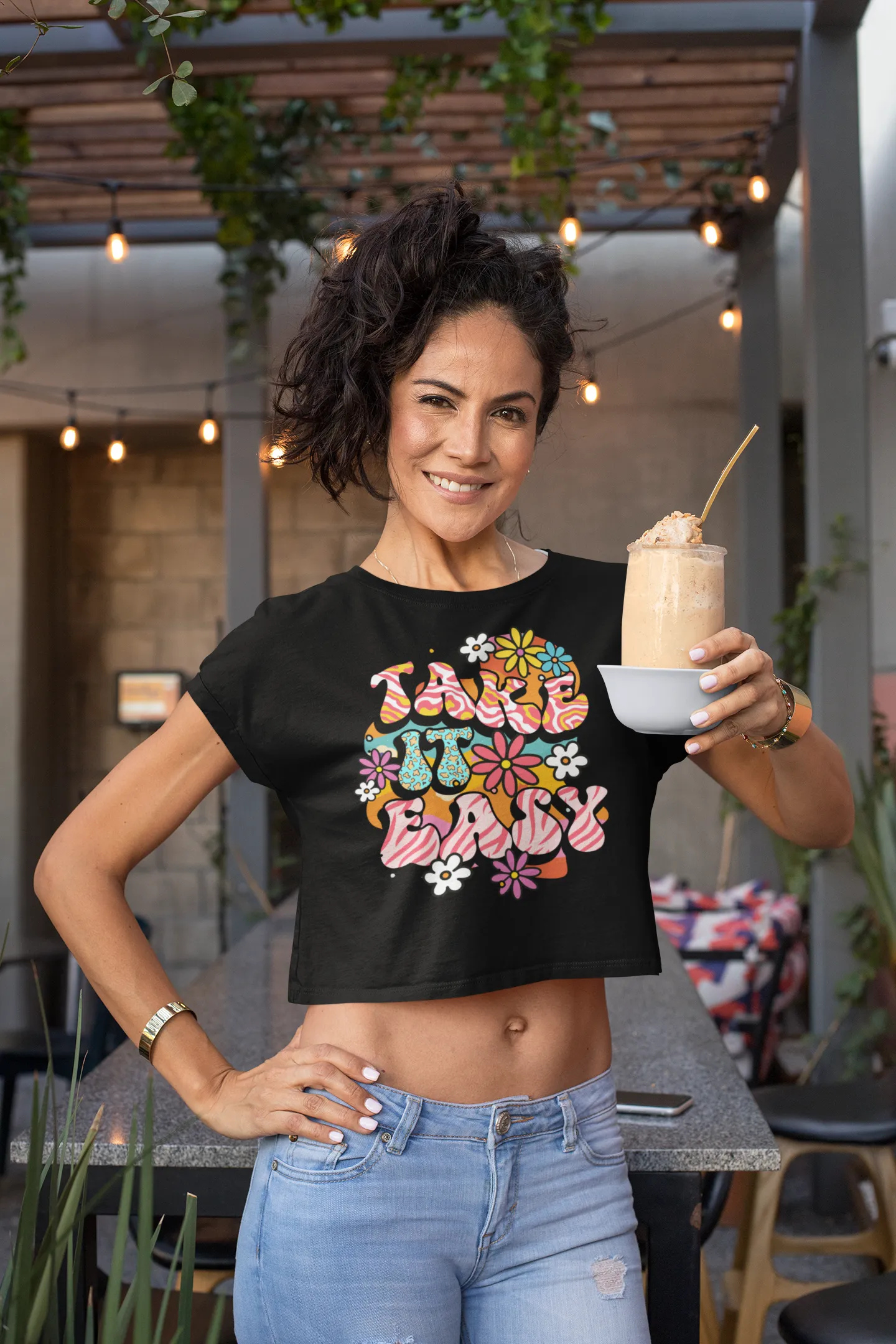 Take It Easy – Chill & Stylish Graphic Crop Top