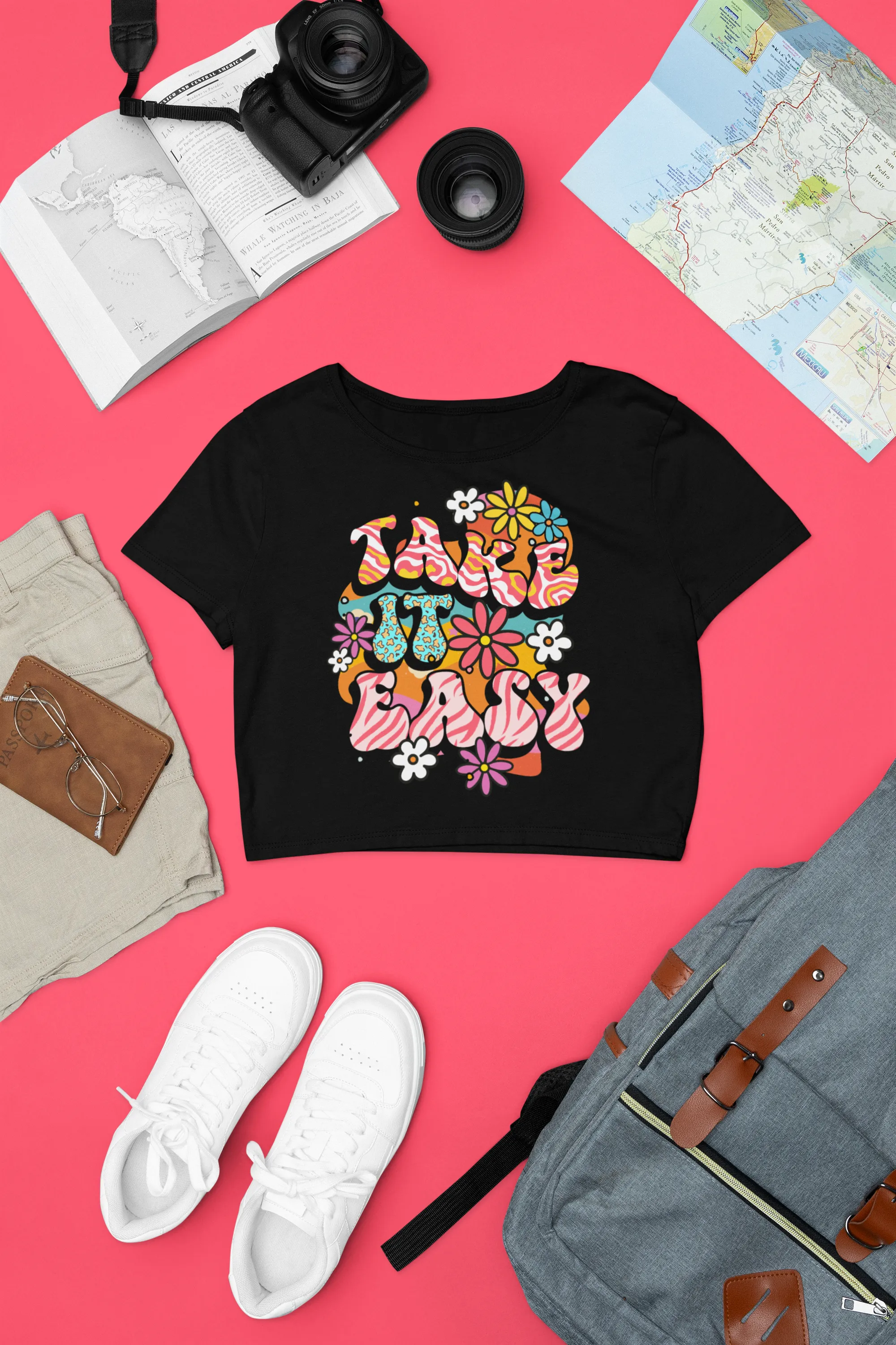 Take It Easy – Chill & Stylish Graphic Crop Top